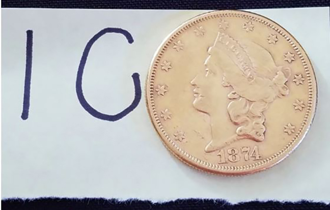 1C-American 1874-S $20 Liberty Head Gold Coin