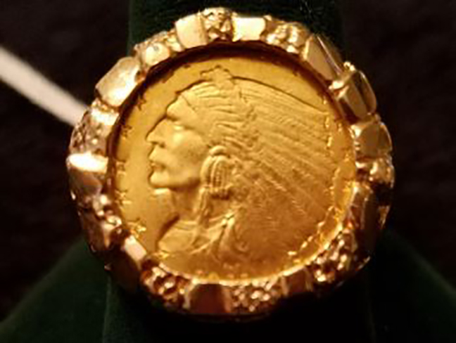 15A- Men’s 14K 1911 Indian Head 2½ Dollars US GOLD Coin Ring