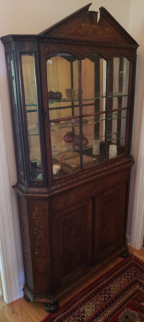 19th-c. Inlaid Curio Cabinet