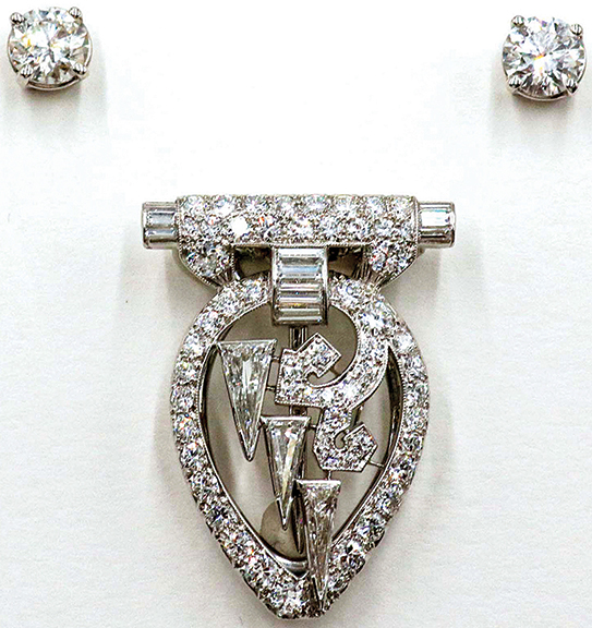 Art Deco platinum and diamond dress clip, 1¼