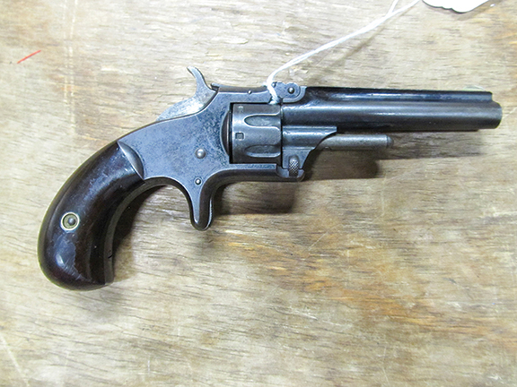 Horace Smith and Daniel B. Wesson entered the personal handgun market in 1857 with their palm-size Model 1 revolver. Smith and Wesson refined the popular pistol over the next few years. This example of the Model 1, referred to as “Model 1 3rd Issue,” displays a serial number that dates it to the last third of that model’s 1868-81 manufacturing life. The pistol is a single-action, seven-round revolver, with a 3 1/16