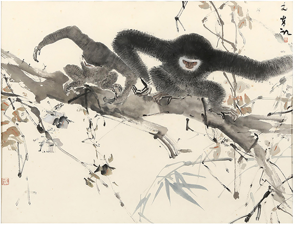 In 1973 a relative of the consignor had purchased Two Gibbons by Chen Wen Hsi (Singaporean, 1906-1991) at a Singapore gallery. The 20¾