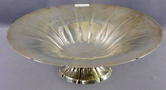 This Tiffany & Co. monumental sterling silver footed and ribbed center bowl with petal rims, 5