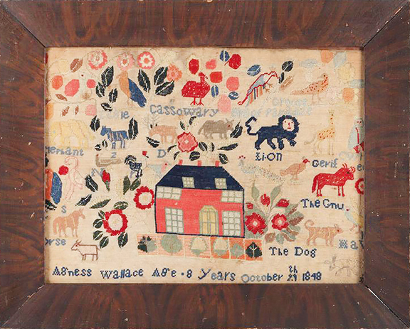 Dated “October 29th 1848,” this Eastern Ontario embroidered sampler, 12