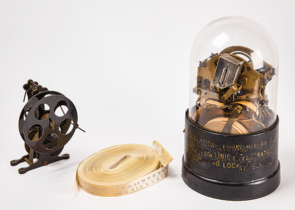 This stock ticker stamped “M.F.D. by T.A. Edison, Inc.” operated by incorporating Edison’s telegraph machine to deliver the latest stock prices. This type of machine was used from the 1870s into the 1950s. From the collection of Rick McLennon, this one realized $15,000 (est. $2000/4000).