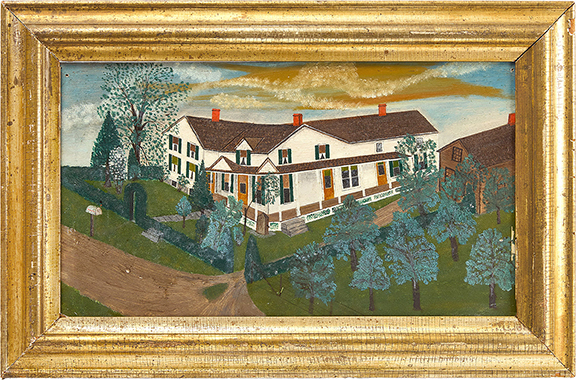 The primitive painting of a house with many doors, 10¼