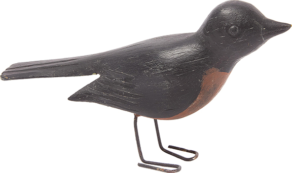 This carved and painted robin, 5 1/8
