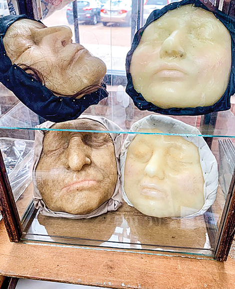 Skye Rust, co-owner of Woolly Mammoth, Chicago, brought death masks priced at $300 each. They were in fashion in the 19th century and could have been displayed for all to see or tucked away for only the bereaved, Rust said.