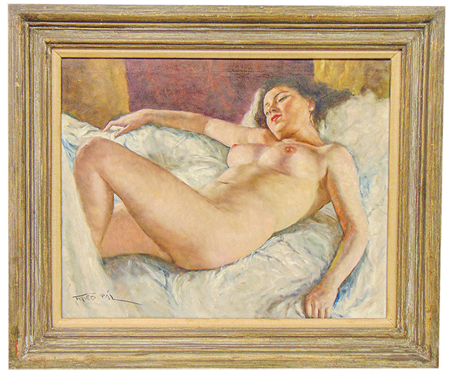 Oil, Nude, signed Pal Fried