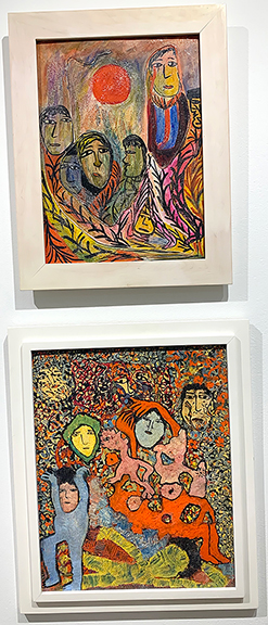 These two works by Janet Sobel (1893-1968) were available from Fleisher/Ollman, Philadelphia. The untitled work on the top, circa 1944, mixed media on panel, 17¾
