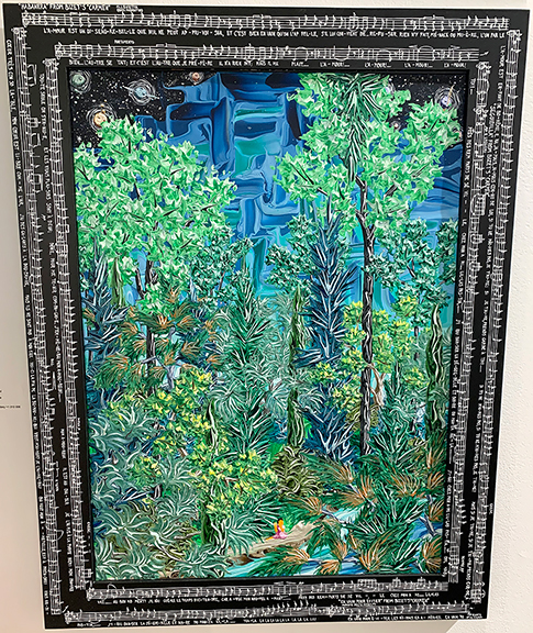 Gregory Horndeski (b. 1948) created Flutist in Woods in 2009. It was available from bG Gallery, Santa Monica, California, priced at $6000. The 35