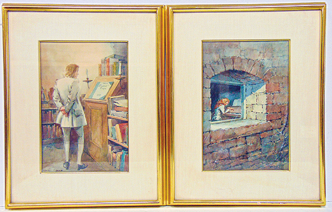 Pair watercolor paintings by Everett Shinn