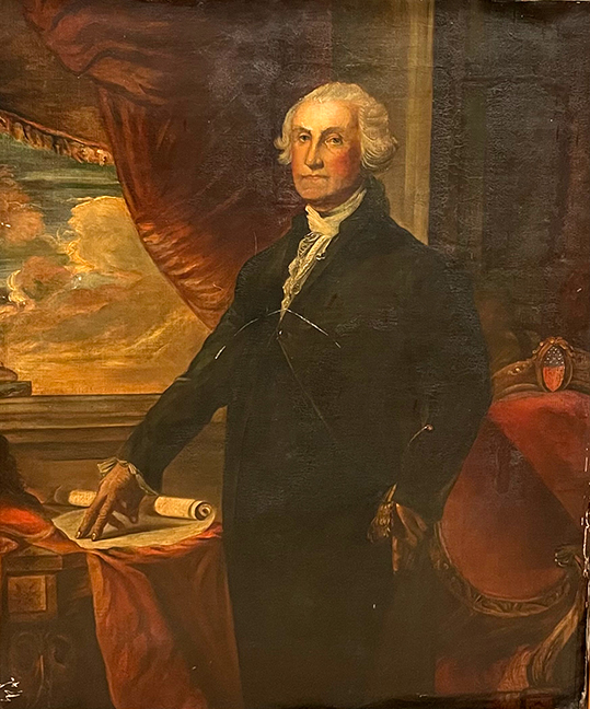 Lot 404 American School Portrait of George Washington, oil on canvas