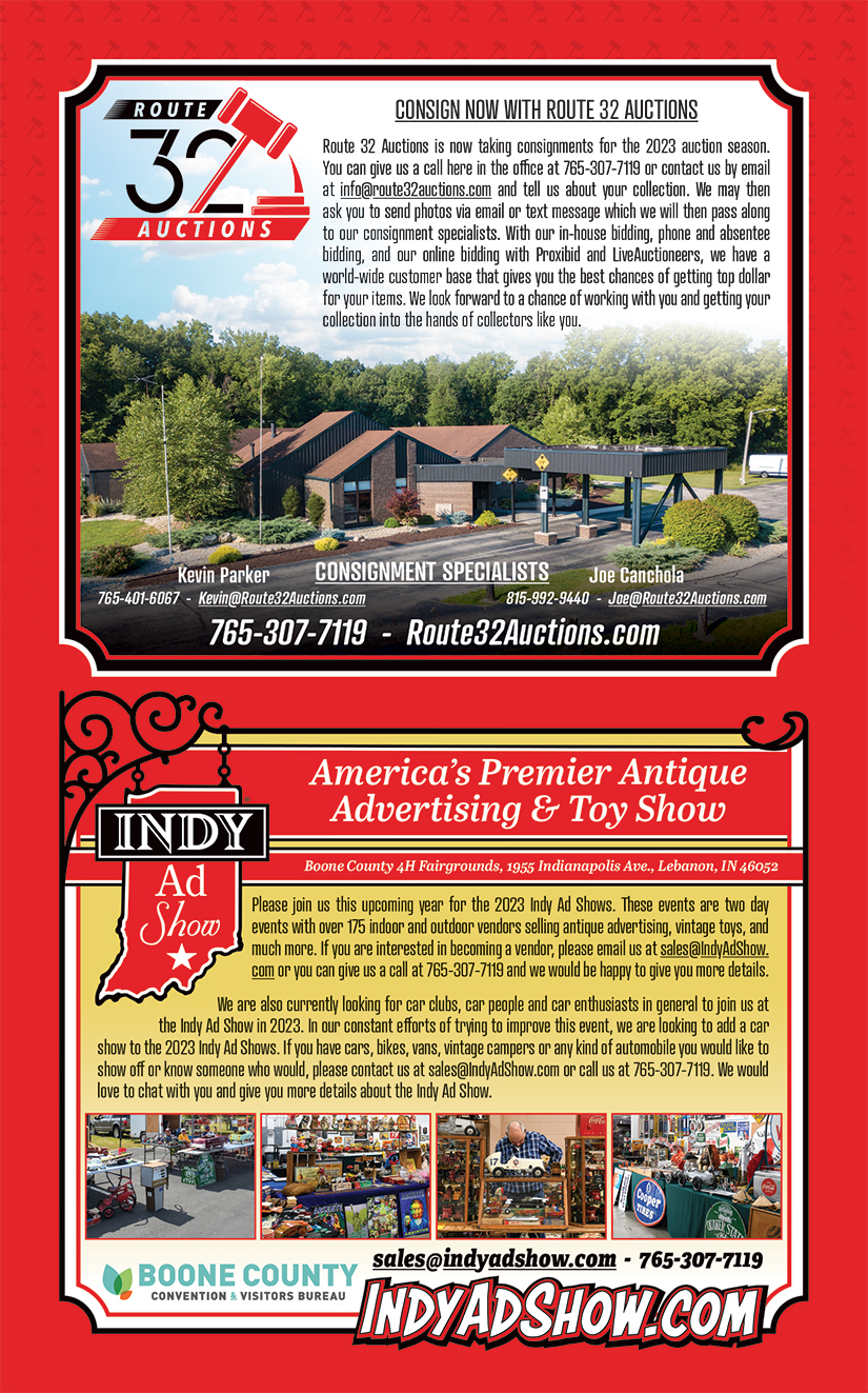 Route 32 Auctions & Indy Ad Show 2023 Antiques Trade Directory