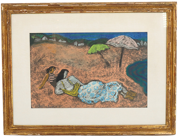 Milton Clark Avery (American, 1886-1965) Pastel on Paper, Beach Loungers