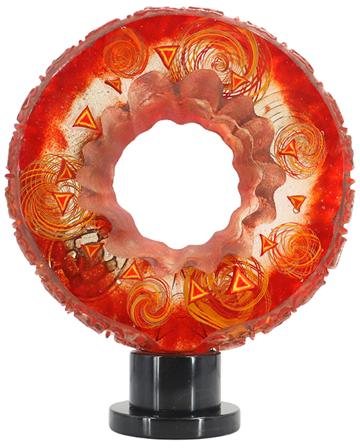 Susan Gott (Born 1959) American, Orange Glass Sculpture Calendar Wheel