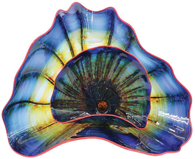 Dale Chihuly (b. 1941) American, Art Glass Sculpture Cobalt Blue Persian with Crimson Lip Wraps