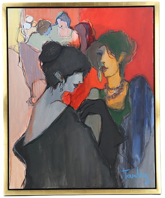 Itzchak Tarkay (1935-2012), Israeli, Acrylic on Canvas, &ldquo;Two Women&rdquo;