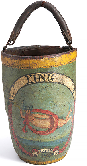 The 19th-century painted leather fire bucket, 12¾