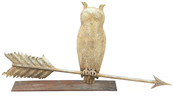 This late 19th- or early 20th-century owl weathervane, 21