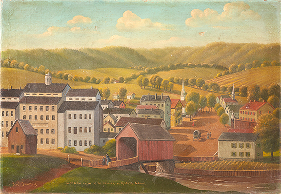 Western View of the Center of North Adams, Massachusetts by Connecticut artist John Warner Barber (1798-1885) sold for $10,240 (est. $1000/1500). The unframed oil on canvas, 11