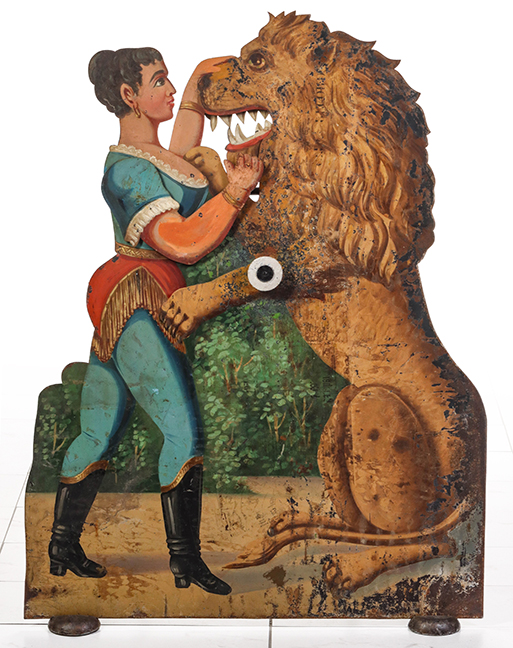   An Outstanding Near Life-Size Lady Lion Tamer Shooting Gallery Target