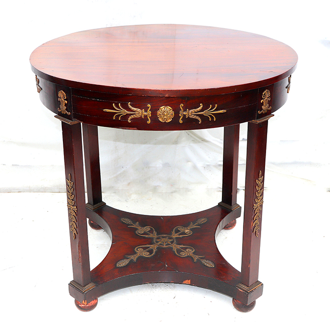 Classical Empire Mahogany Center Table with Fancy Gilt Bronze Decoration