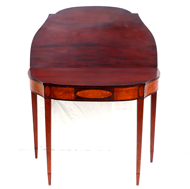 Portsmouth Hepplewhite Inlaid Mahogany Satinwood Card Table