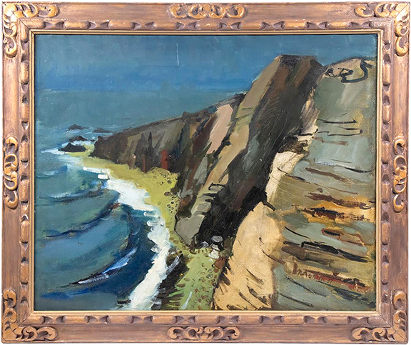 Numerous well-known artists painted views of Black Head on Monhegan Island, Maine, including Edward Hopper, N. C. Wyeth, Rockwell Kent, and many others, drawn by the towering rocky headland that falls off steeply to the water. This 19