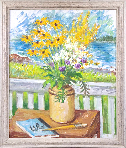 Maine’s own “favorite son” artist Waldo Peirce (1884-1970) painted Black Eyed Susans with Sketch Book, 23½