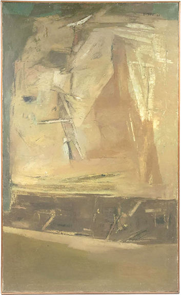 The oil on linen abstract work by Ram Kumar (1924-2018), 40
