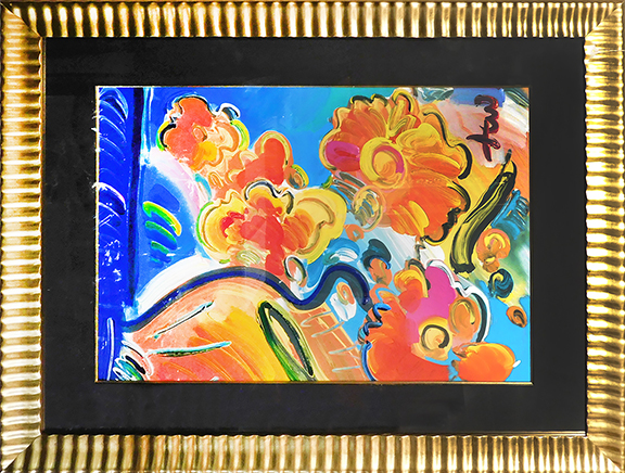 Here are two works by contemporary multimedia pop artist Peter Max (b. 1937). Vase of Flowers, Series II, Ver. II, #3, a 21