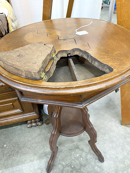 A maker’s mark on the table bears an impressed patent date of July 18, 1871.