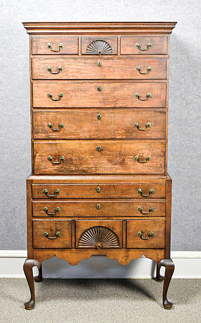 18th C. NH Maple Highboy, Untouched Cond.