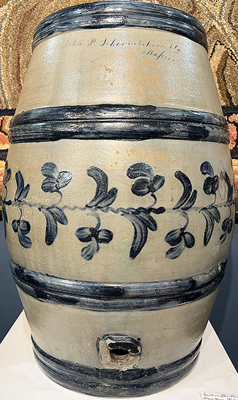 Blandon M. Cherry of Paris, Kentucky, offered two stoneware water coolers, including this southern cobalt-decorated water cooler, 24